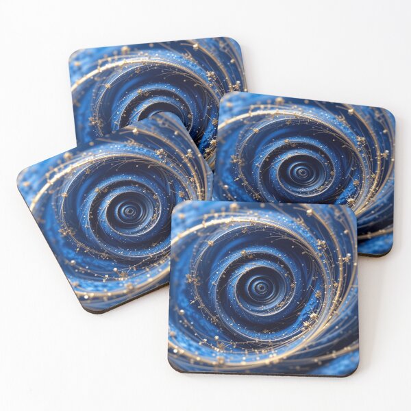 Item preview, Sapphire Whirl: Elegant Blue Spirals with Golden Accents designed and sold by semenol.