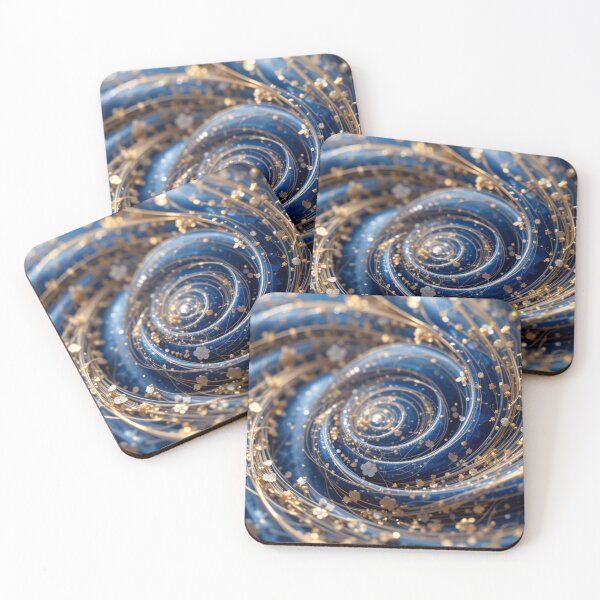 Item preview, Sapphire Whirl: Elegant Blue Spirals with Golden Accents designed and sold by semenol.