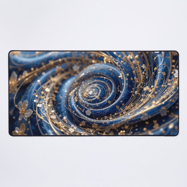 Item preview, Sapphire Whirl: Elegant Blue Spirals with Golden Accents designed and sold by semenol.