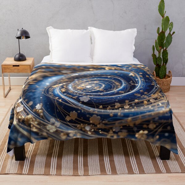 Item preview, Sapphire Whirl: Elegant Blue Spirals with Golden Accents designed and sold by semenol.