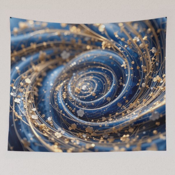 Item preview, Sapphire Whirl: Elegant Blue Spirals with Golden Accents designed and sold by semenol.