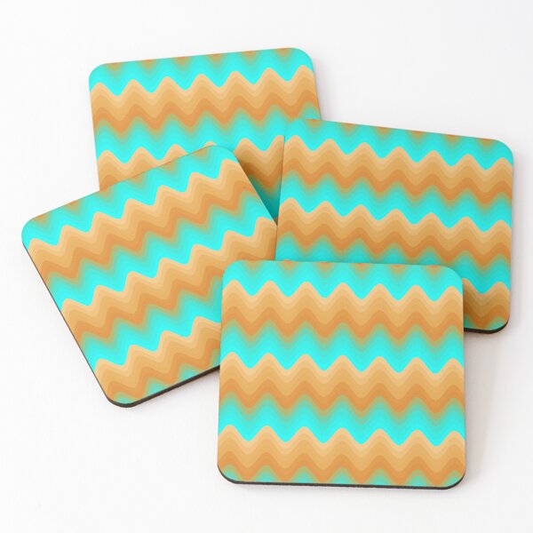 Item preview,   Wave Pattern in Golds and Aqua Blue Seamless Repeat designed and sold by Sharon Schwalbe.
