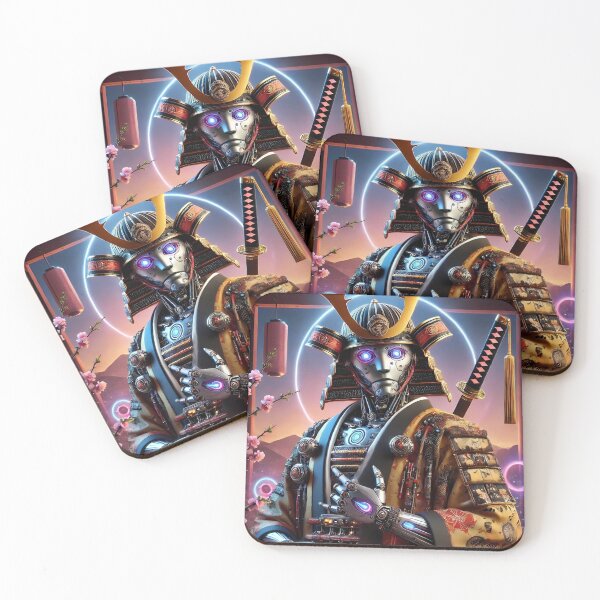 Item preview, Rock Samurai Robots in Kimono – Fusion of Tradition and Futurism - Model 2 designed and sold by NeonBot_Shop.