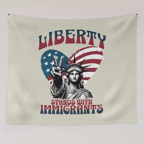 Artikelvorschau, Unterstützen Sie Einwanderer - Liberty steht an der Seite der Einwanderer entworfen und verkauft von Tee-Craftify.