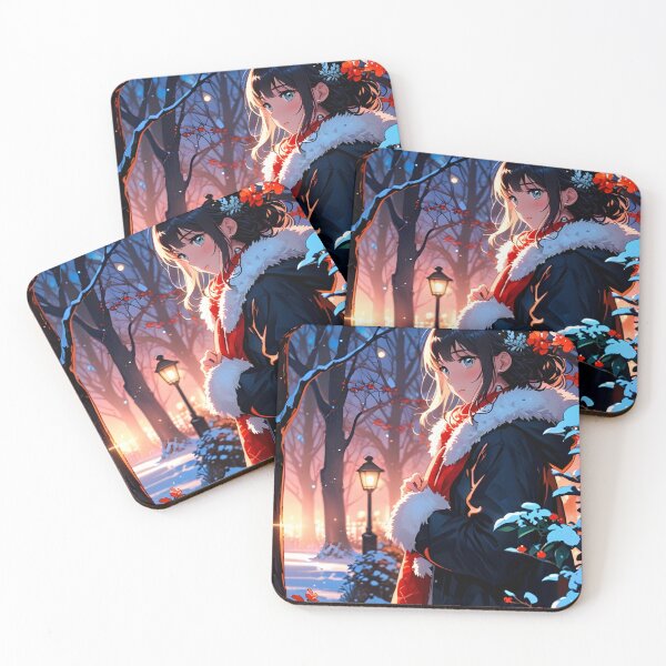 Item preview, Aesthetic Anime Girl in Winter | 4K Anime Wallpaper designed and sold by typoinspired.