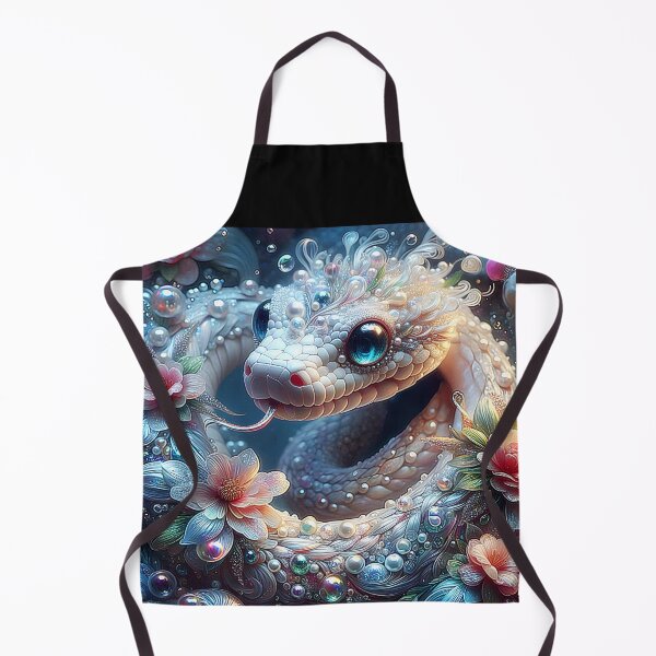 Item preview, Pearls and pastel flowers decorated white snake fantasy digitalart designed and sold by EmeraldeaArt.