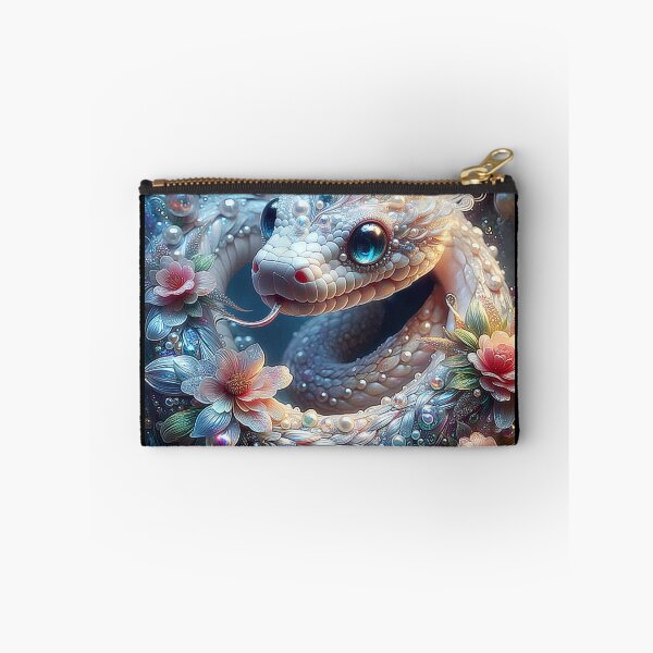 Item preview, Pearls and pastel flowers decorated white snake fantasy digitalart designed and sold by EmeraldeaArt.