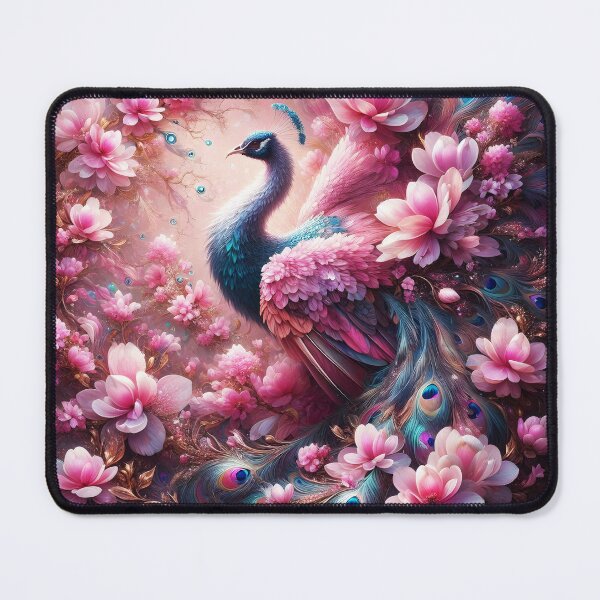 Item preview, Magnolia petals blooming peacock bird art designed and sold by EmeraldeaArt.
