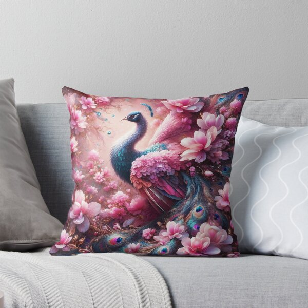 Item preview, Magnolia petals blooming peacock bird art designed and sold by EmeraldeaArt.