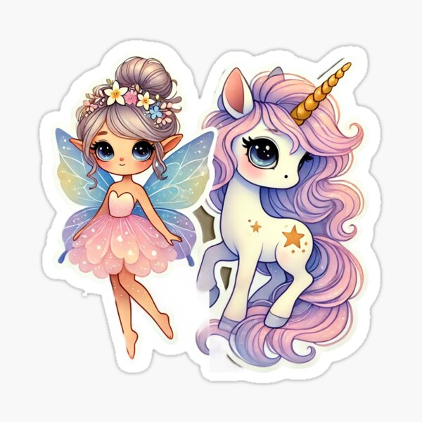 Item preview, Cute Fairy with Cute Unicorn designed and sold by deepakg86.