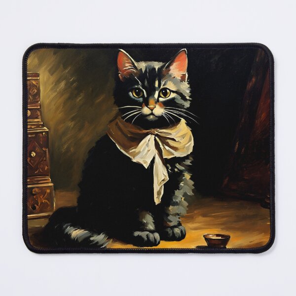 Item preview, Vintage Cat Art: Black Kitten in a Gothic Setting | Animal Art | Gothic Art | Cat Art | Cat Oil Painting designed and sold by UnhingedBird.