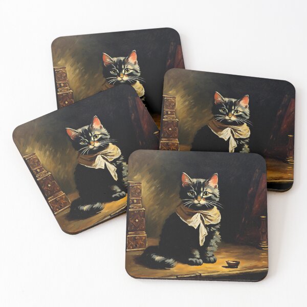 Item preview, Vintage Cat Art: Black Kitten in a Gothic Setting | Animal Art | Gothic Art | Cat Art | Cat Oil Painting designed and sold by UnhingedBird.