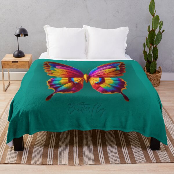 Item preview, Vibrant Rainbow Butterfly with Feathery Details designed and sold by DreamsArtwear.