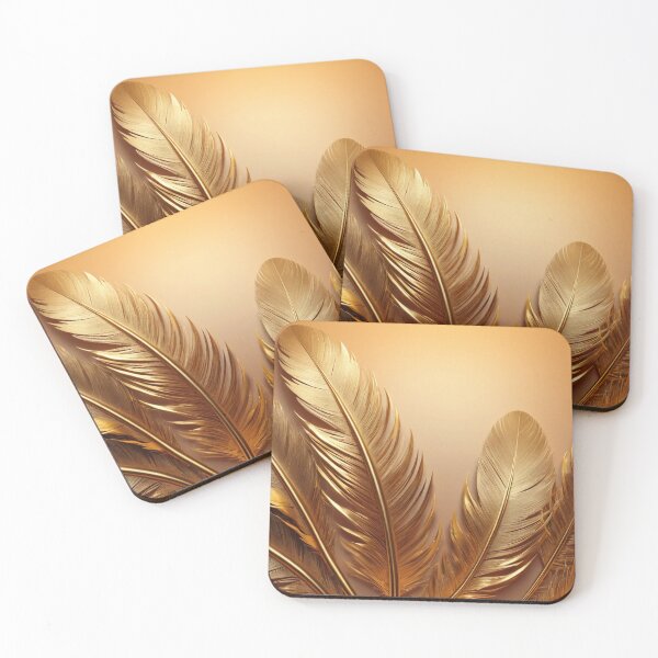 Item preview, Golden Feathers: Metallic Elegance on Sunset Gradient designed and sold by semenol.