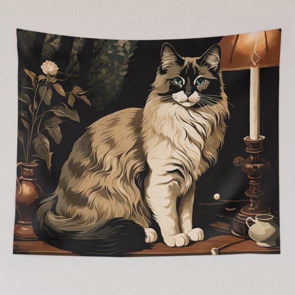 Item preview, Vintage Cat Art: Tawny Cat in a Gothic Setting | Animal Art | Gothic Art | Cat Art | Vintage Cat Illustration designed and sold by UnhingedBird.