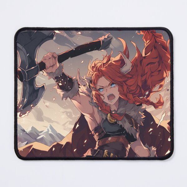 Item preview, Barbaric Viking anime woman fighting with axe designed and sold by TheArtistOf2022.