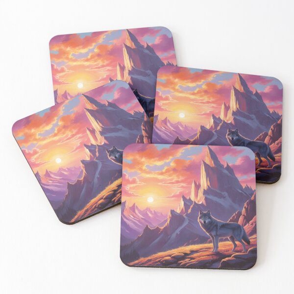 Item preview, Wolf In Front of a Beautiful Mountain Landscape designed and sold by Pines & Starlight.