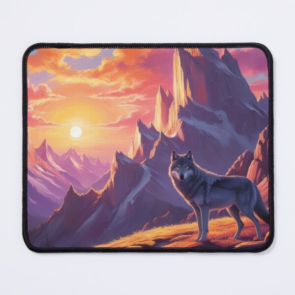 Item preview, Wolf In Front of a Beautiful Mountain Landscape designed and sold by Pines & Starlight.