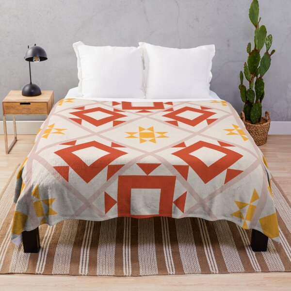 Item preview, Warm-Toned Geometric Quilt Pattern with Star and Diamond Accents designed and sold by BlueLela.