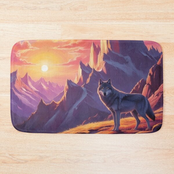 Item preview, Wolf In Front of a Beautiful Mountain Landscape designed and sold by Pines & Starlight.