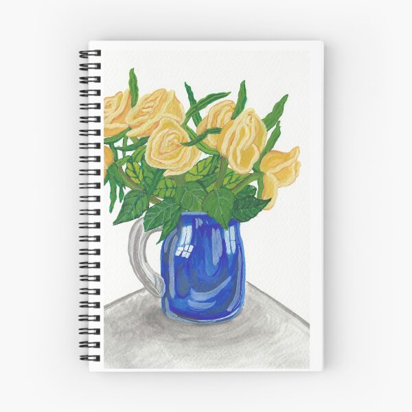 Item preview, Blue vase yellow roses, watercololur print designed and sold by WatercolourQT.