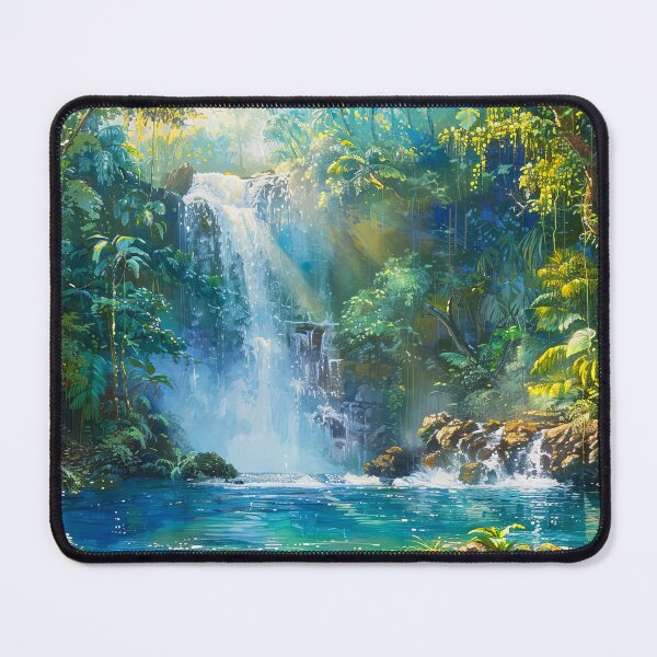 Item preview, Stylized waterfall in forest painting designed and sold by TheArtistOf2022.