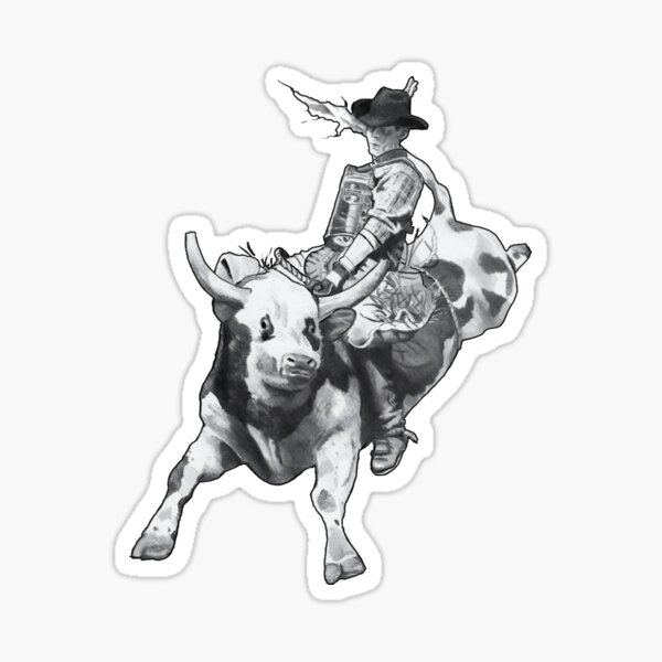 Item preview, Cowboy Riding A Bull, Rodeo, Pencil Drawing, Eight Seconds designed and sold by JoyfulWhimsy.