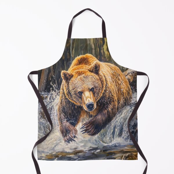Item preview, Bear hunting fish in forest - Wildlife painting designed and sold by TheArtistOf2022.