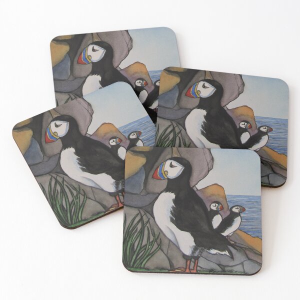 Item preview, Puffins. Watercolor on 29.7x21cm paper. designed and sold by crowleyronan123.