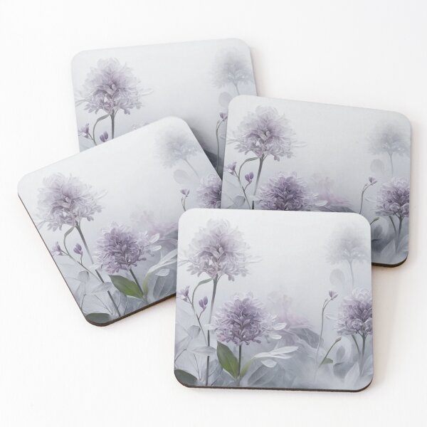 Item preview, Misty Florals: Abstract Blooms in Soft Grays and Lilacs designed and sold by semenol.