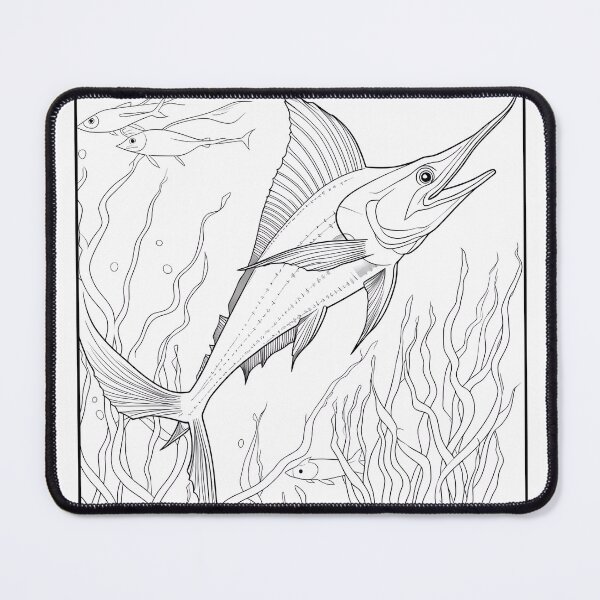 Item preview, SwordFish Coloring Page Pattern designed and sold by DavidColoring.