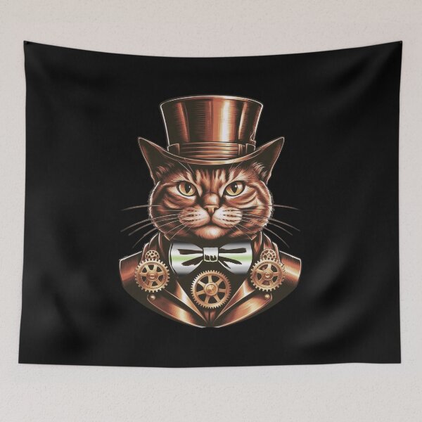 Item preview, Steampunk Cat with Agender Flag Bow Tie – Agender Pride Art Design designed and sold by Travelslightly.