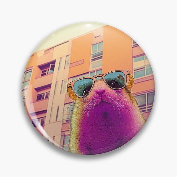 Item preview, Vintage Retro Hamster Wearing Sunglasses in front of the building during sunset time designed and sold by DoodleEveryday.