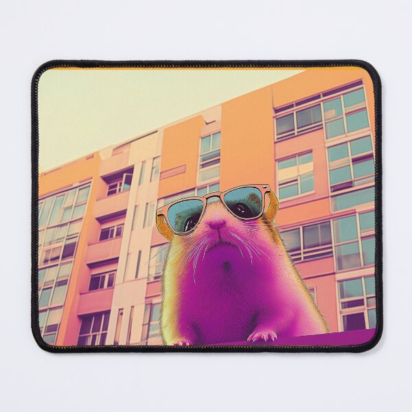 Item preview, Vintage Retro Hamster Wearing Sunglasses in front of the building during sunset time designed and sold by DoodleEveryday.
