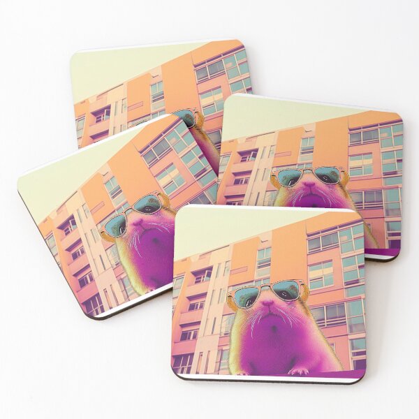 Item preview, Vintage Retro Hamster Wearing Sunglasses in front of the building during sunset time designed and sold by DoodleEveryday.