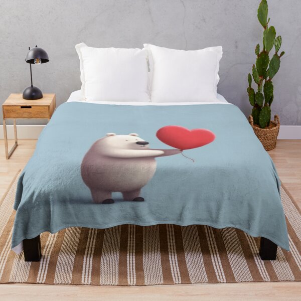 Item preview, Cute cartoon bear with heart on a blue background designed and sold by anytka.
