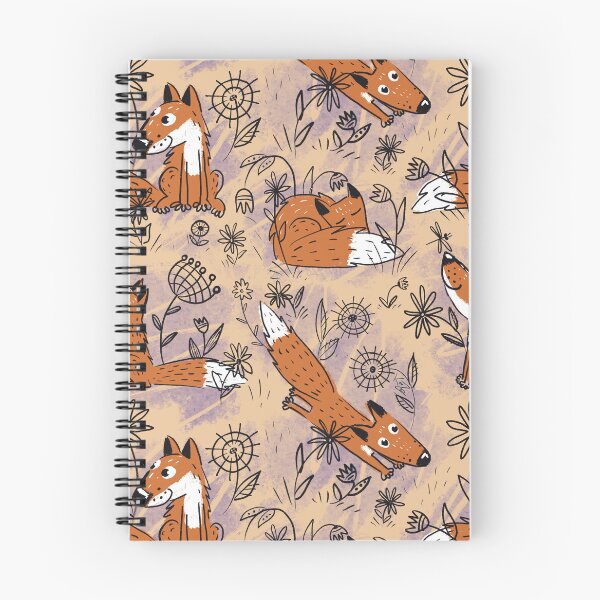 Item preview, Foxes in the flower meadow, orange and purple designed and sold by KOUZZA.