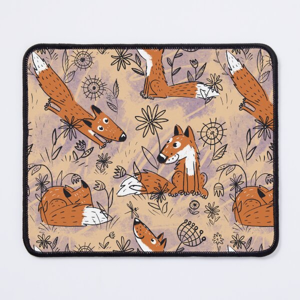 Item preview, Foxes in the flower meadow, orange and purple designed and sold by KOUZZA.