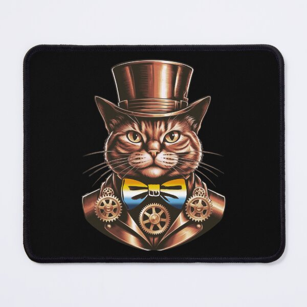 Item preview, Steampunk Cat with AroAce Flag Bow Tie – AroAce Pride Art Design designed and sold by Travelslightly.