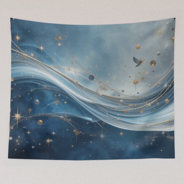 Item preview, Celestial Harmony: Curved Lines and Star Shapes in Soft Tones designed and sold by semenol.