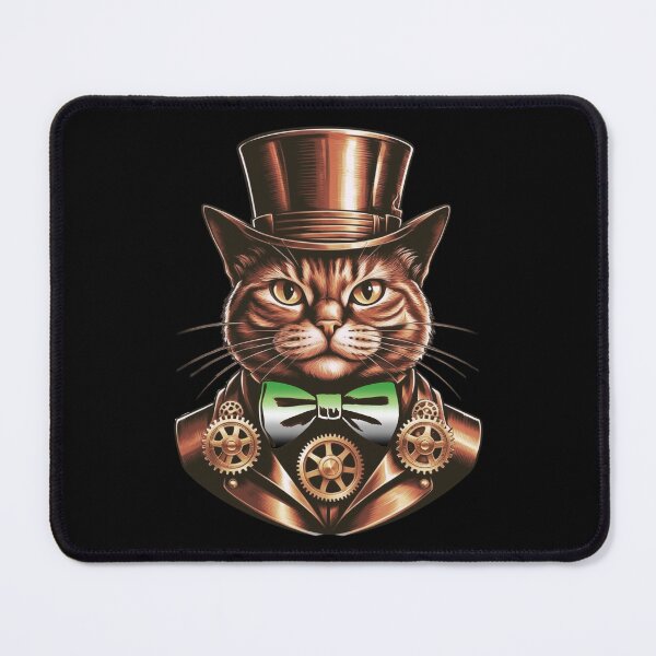 Item preview, Steampunk Cat with Aromantic Flag Bow Tie – Aromantic Pride Art Design designed and sold by Travelslightly.