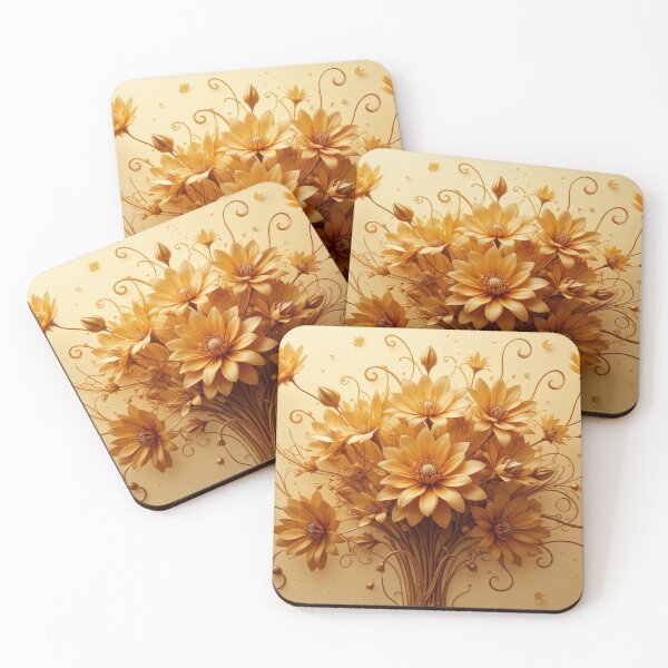 Item preview, Golden Bloom: Radiant Flowers with Intricate Tendrils designed and sold by semenol.