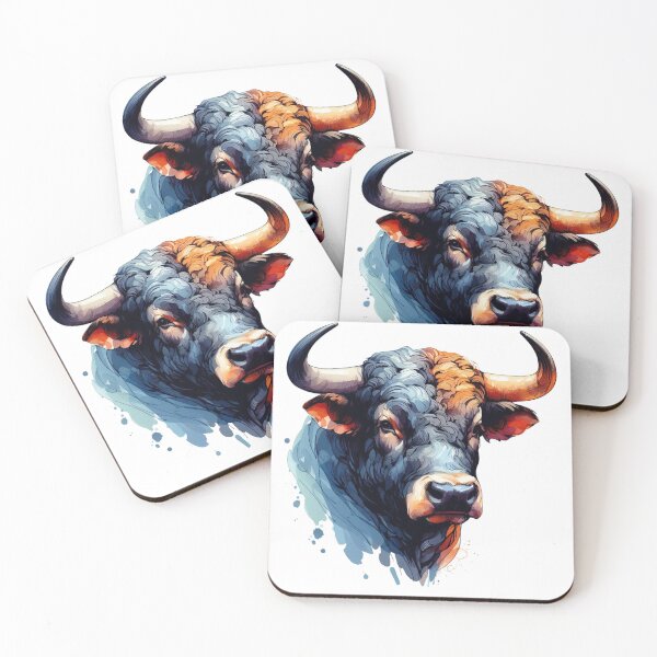 Item preview, Abstract vector watercolor illustration of a bull portrait. designed and sold by VisualHut.