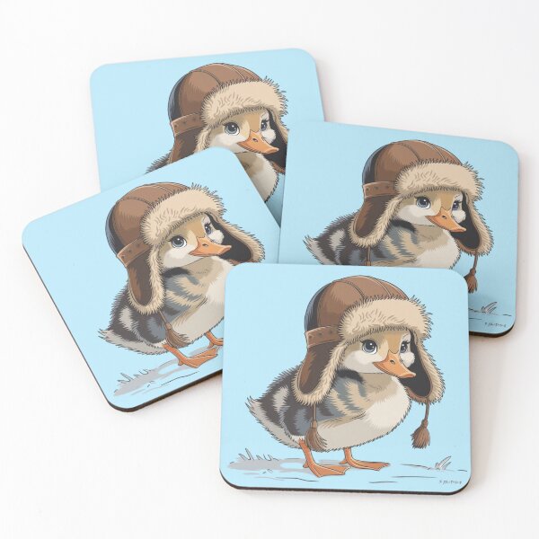 Item preview, A charming and whimsical illustration of a duckling wearing a trapper hat. designed and sold by 123ks.