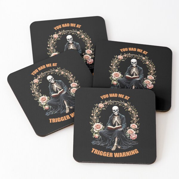 Item preview, You had me at Trigger Warning, Book Lover Gothic Bookworm Reading Skull Bones Librarian, lover books designed and sold by Collagedream.