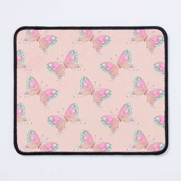 Item preview, Pink fantasy butterflies on a pale pink background. designed and sold by claireseyeview.