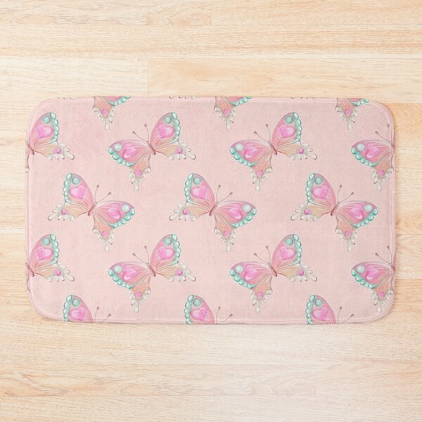 Item preview, Pink fantasy butterflies on a pale pink background. designed and sold by claireseyeview.