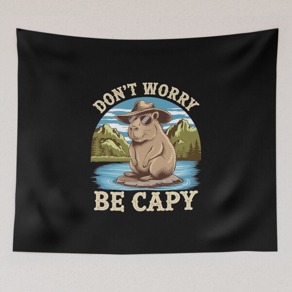 Item preview, Retro Don`t Worry Be Capy Cute Vintage Capybara designed and sold by Redgiant87x.
