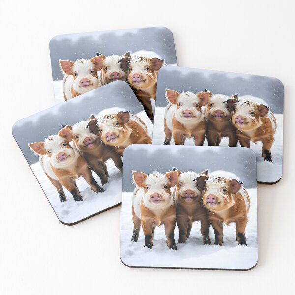 Item preview, Wintry Whimsy: Trio of KuneKune Pigs in a Snowy Wonderland designed and sold by The Artful Farmhouse.