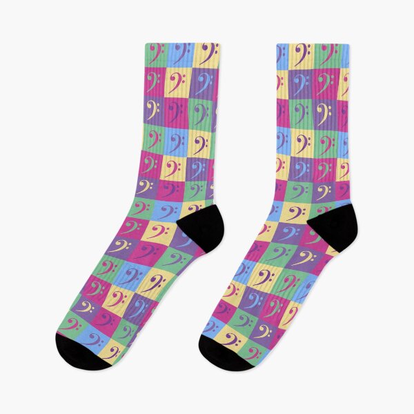 Item preview, Bass Clef Pattern Yellow Pink Green Blue Purple designed and sold by ValeriesGallery.